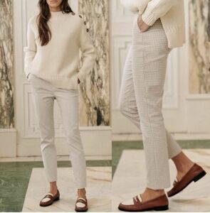 Sezane Clara Beige Checkered Pants Trousers Size 36 / US4